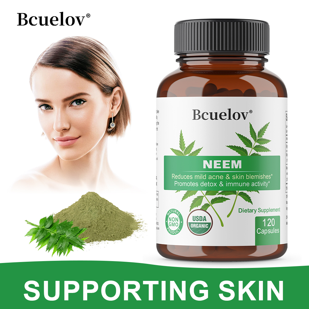 Herbal Wellness - オーガニックニーム葉カプセル、ハーブ抗酸化サプリメント、透明感のある肌、免疫、消化、肝臓のための毎日のデトックス健康サポート