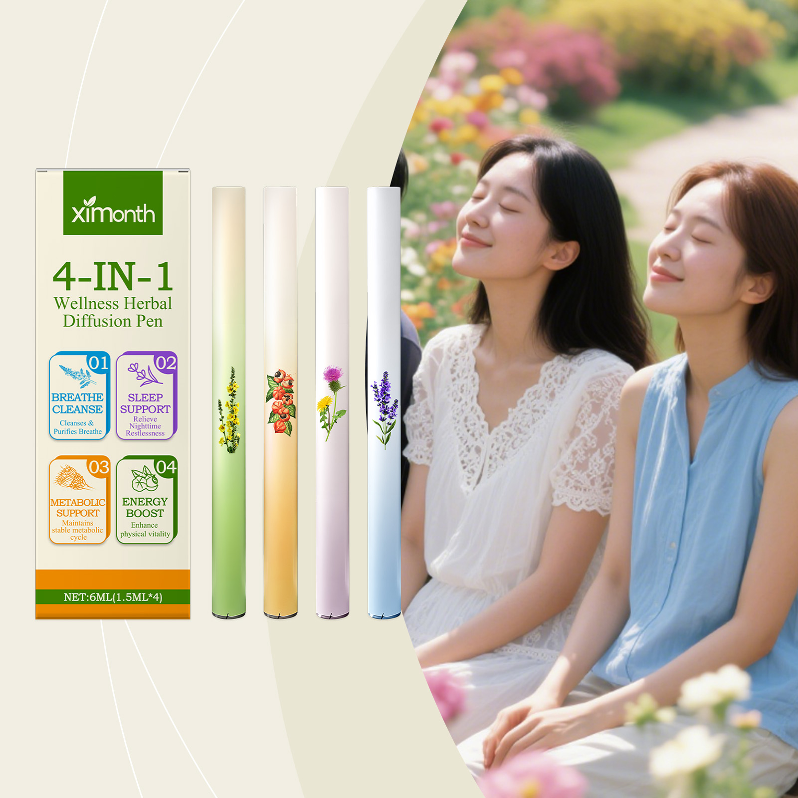 Herbal Wellness - 4 in 1 ハーブエナジーコンボスティック 自然な健康サポート 集中力
