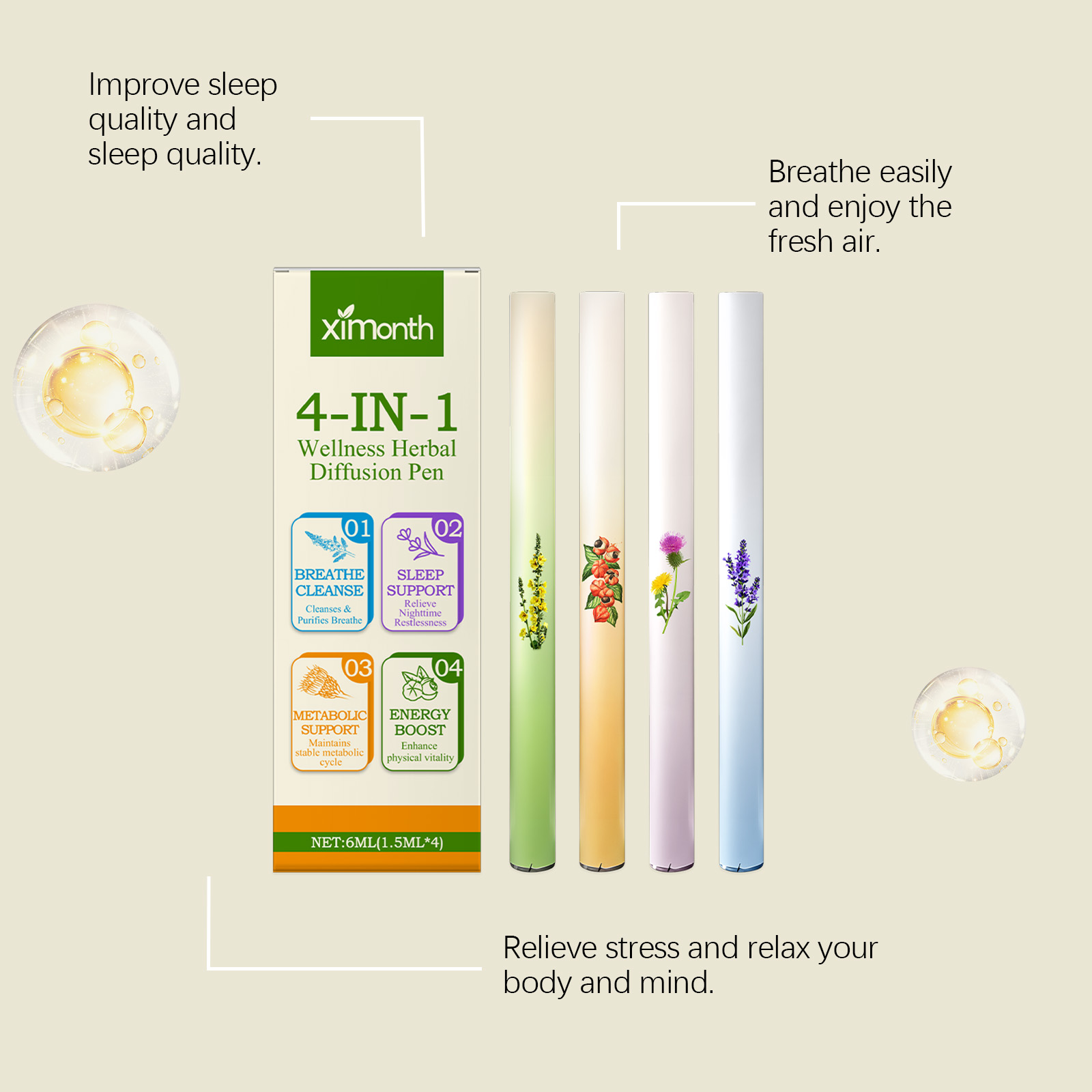 4 in 1 ハーブエナジーコンボスティック 自然な健康サポ - Herbal Wellness のレビューと価格